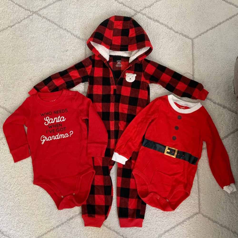 Carter's Christmas Bodysuit Bundle Set- 24 months